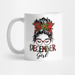 Messy Bun December Girl Christmas December Birthday Mug